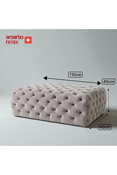Smarto relax Puf Soglio Ayaksız Kapitoneli Dekoratif 100x100x45 cm (Ekru)