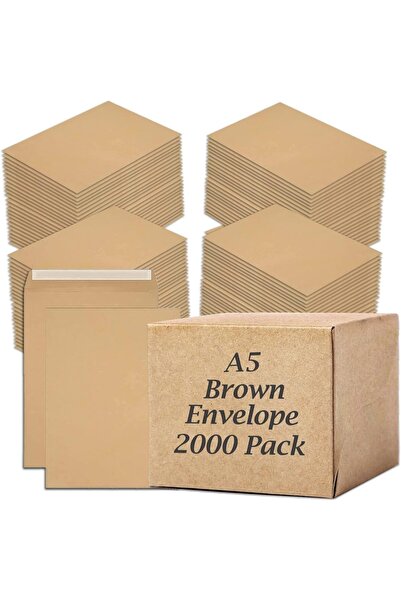 MARKQ [A5] مظاريف بنية [عبوة من 2000]، 10 × 7 بوصة، مظاريف بريد ذاتية الغلق، 80 جرامًا للمتر المربع