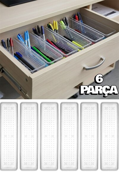 Bayev Bade 6 Adet (L) Ofis Çekmece Içi Çatal Kaşık Düzenleme Kutusu - Kaşıklı...