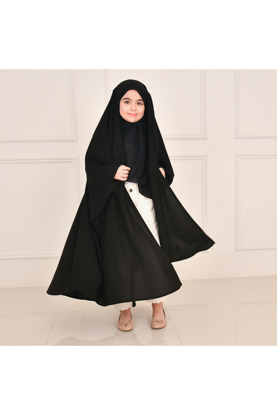 lamha abaya Girls' butterfly-cut abaya with a headband and elastic to secure the abaya