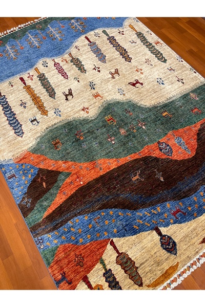 Afgan Halı El Dokuma 100% Yün Harika Elsanat Eserı Agaç Desenlı