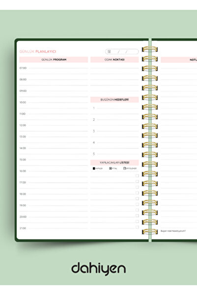 Dahiyen A5 спирален вечен дневник с твърда корица от лен - Stellar Green