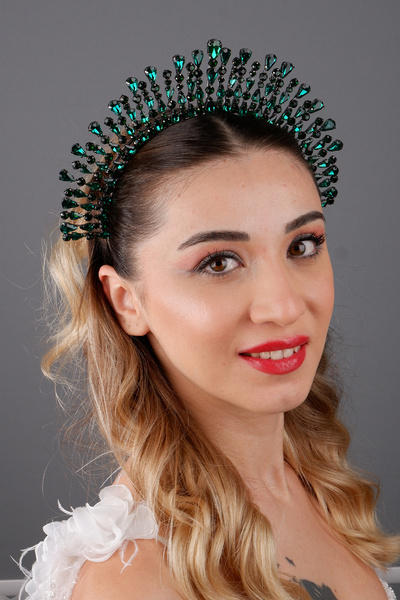 Hayalperest boncuk Coroană de cristal cu frunze de lyra Coroană de prințesă C...