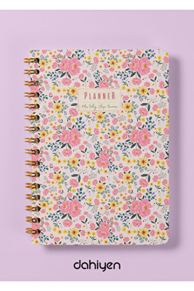 Dahiyen A5 Spiralli Süresiz Planlayıcı Ajanda - Flowers Sert Kapak