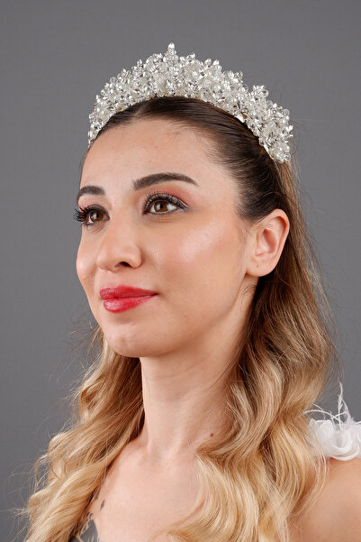 Hayalperest boncuk إكسسوار شعر على شكل تاج زفاف من الكريستال الأنيق من جوليا،...
