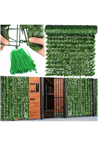 SERSIMO Artificial Leaf Privacy Panel for Fence or Balcony, 100x500cm, Green