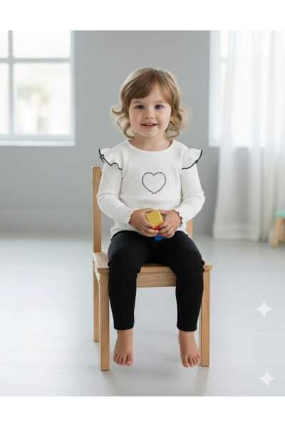 JOJOBAMBİNO Baby Girl Kids Love Ribbed Camisole Long Sleeve Leggings 2-Piece Set