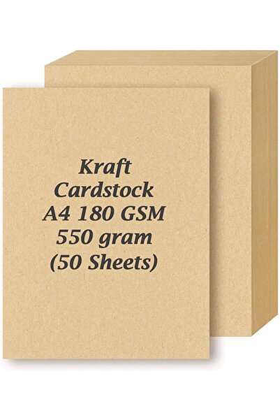 MARKQ Kraft Cardstock 180gsm [50 Pack], A4 Thick Paper Sheets for Printing, Scrapbooking, 21x29.7cm