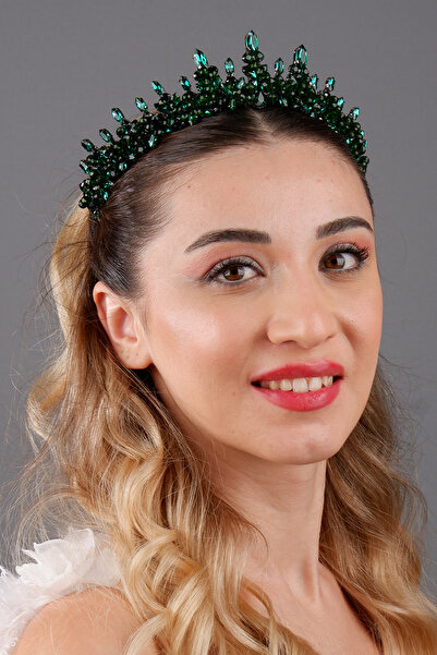 Hayalperest boncuk Clara Zarif Kristal Taşlı Gelin Tacı Düğün Kına Nişan Nika...