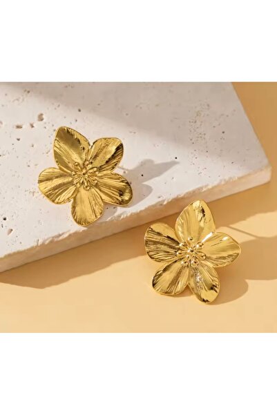 monalisatoka Kadın Gold Çiçek Küpe