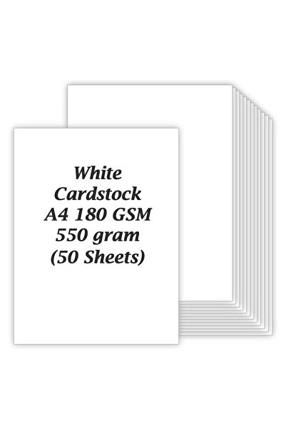 MARKQ ورق مقوى أبيض 180 جرامًا للمتر المربع [عبوة من 50]، أوراق سميكة A4 للطباعة، سجل القصاصات، 21 × 29.7 سم