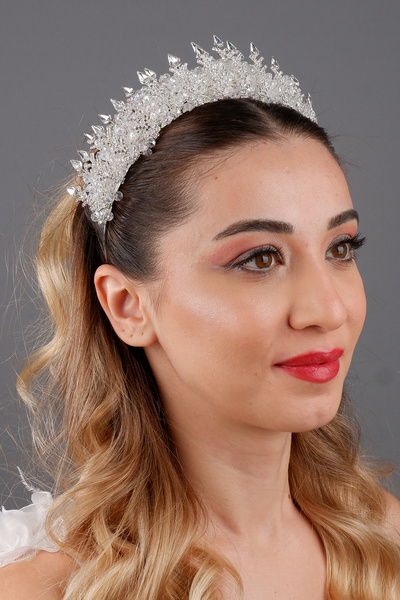 Limelia إكسسوار شعر من الكريستال الأنيق على شكل تاج للعروس من داليا لحفلات الخطوبة والزفاف