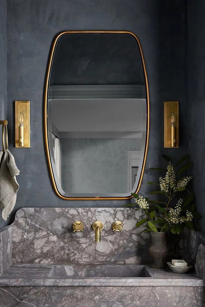 Fawdecor Asimetrik Ahşap Çerçeveli Duvar Aynası – Modern Stil, Estetik Ev Dek...