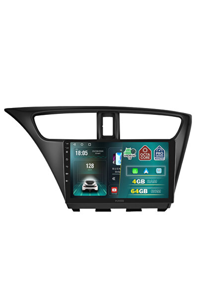 MaxTech Navigație Honda Civic 9 (FK2) Hatchback (2012-2017) dedicată, 4 GB RAM, 64 GB ROM, OctaCore, Carplay