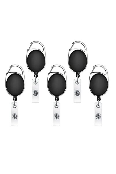 MARKQ مجموعة من 5 حاملات شارات قابلة للسحب باللون الأسود مع مشبك بكرة - حامل ...