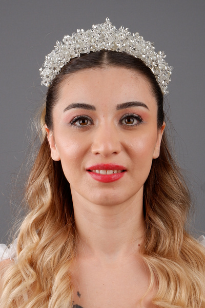 ESPEREST إكسسوار شعر على شكل تاج زفاف من الكريستال الأنيق من جوليا، إكسسوار ش...