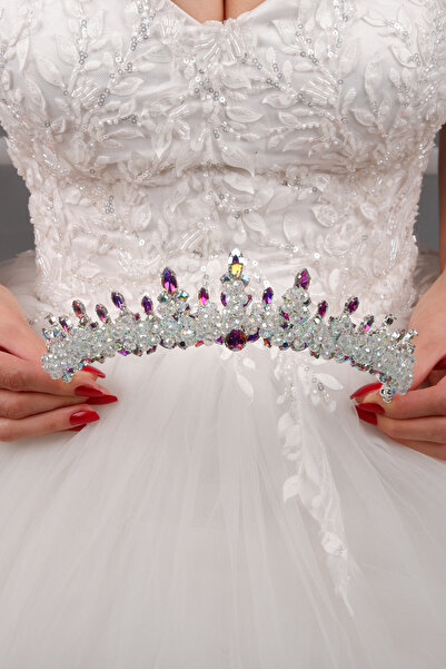 Hayalperest boncuk Clara, elegantă, cu pietre de cristal, coroană de mireasă,...