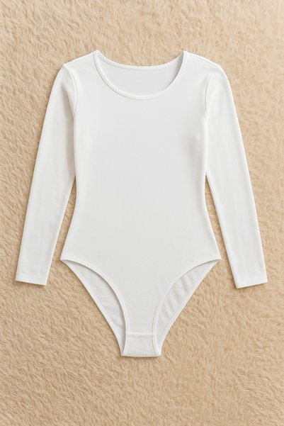Lienna Women's Cotton Stretch Fabric Combed Cotton Long Sleeve 2-Piece Hooked Bodysuit L6K1K8T3Ka