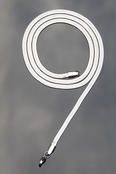 Rua Jewelry Çelik Italyan Yassı Yılan Balıksırtı Kolye 4 Mm Gümüş Renk | Kara...