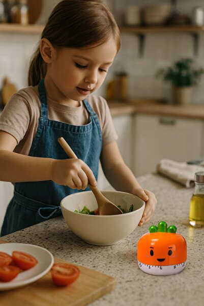 Weather Forecast Mekanik Turuncu Havuç Model Zamanlayıcı Mutfak Timer Çocukla...