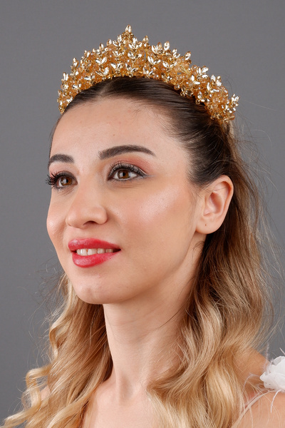Hayalperest boncuk Coroană de cristal model Julia Yaprak, coroană de mireasă,...