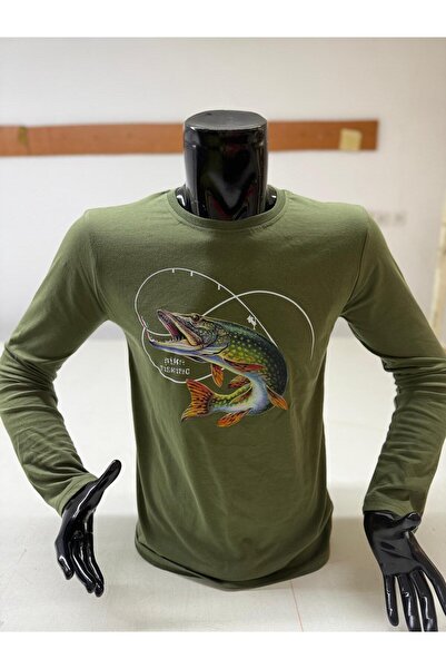 HT Outdoor Our Long-Sleeved T-Shirt Model Features a Crane Fish Figure and Is Made of 100% Cotton.