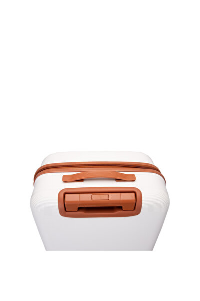 Prince Travelling Un Breakable PP Hard Luggage (8 Wheels) Glider 3 Pcs Set -20 X 24 X 28 Inches-White With Brown