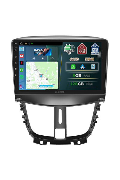 MaxTech Navigatie Peugeot 207 (2009-2013) dedicata, 8 GB Ram 128 GB Rom OctaCore, Carplay & Android auto