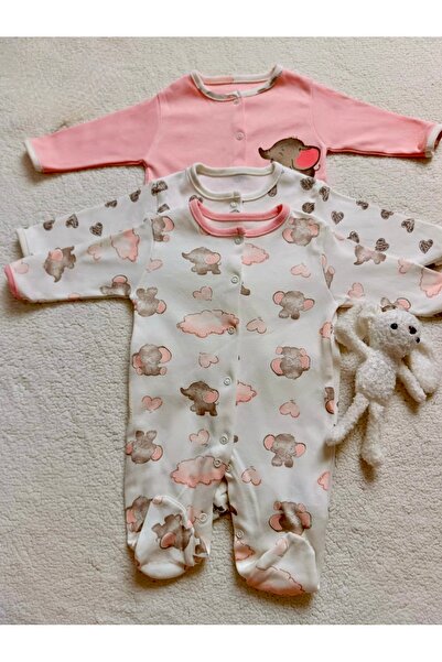 Bilge Trend Baby Girl Boy 100% Cotton 3 Pieces Combed Cotton Buttoned Jumpsuit Set