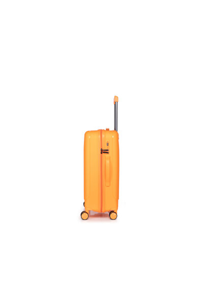 Prince Travelling Un Breakable PP Hard Luggage (8 Wheels) Glider 24 Inch - 62 Litre Medium - Candy Orange