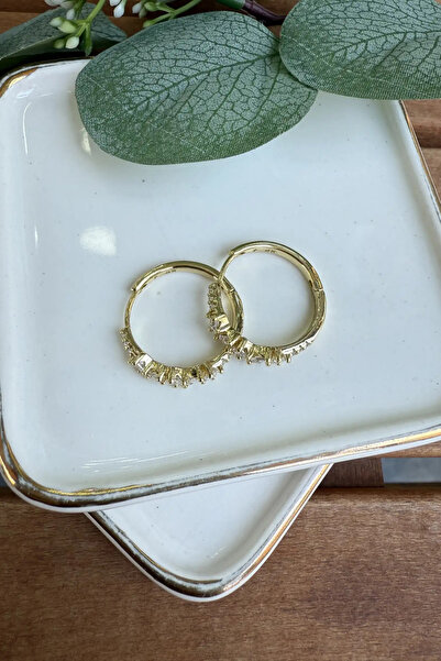 AURA ATELIER أقراط دائرية من الفولاذ مع أحجار كريمة مقطوعة من الأمام