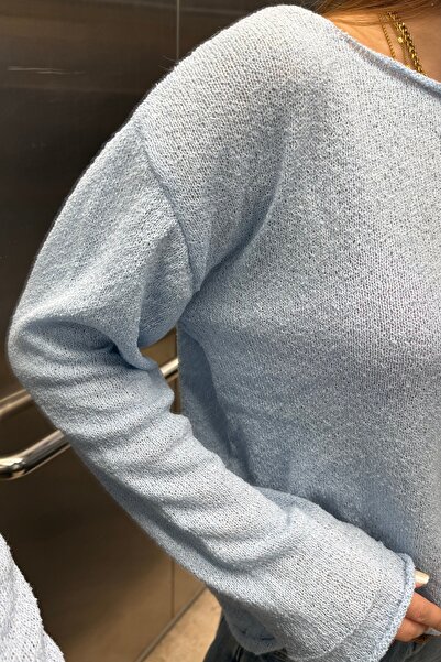 Noi Belis Pulover de tricotat texturat cu gât barcă oversize de bază AW25KZ0032