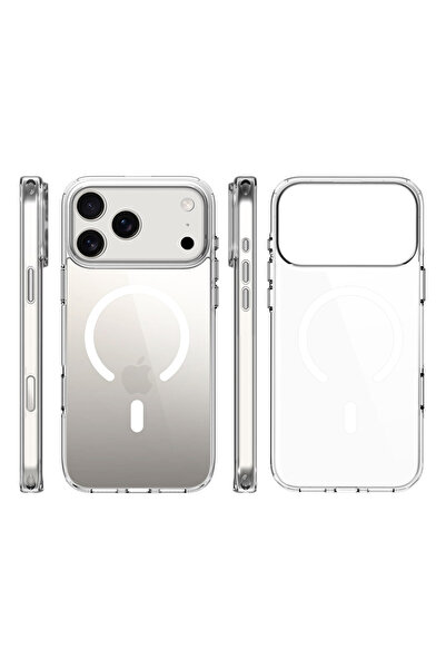 Vip Case iPhone 17 Pro Uyumlu Kılıf Gerçek Magsafe Özellikli Şeffaf Kablosuz Şarj Destekli V-Mags Kılıf