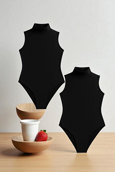 QKK Women's Cotton Lycra Combed Cotton Sleeveless High Neck 2-Piece Snap-On Bodysuit Q6K1K8T4Ka