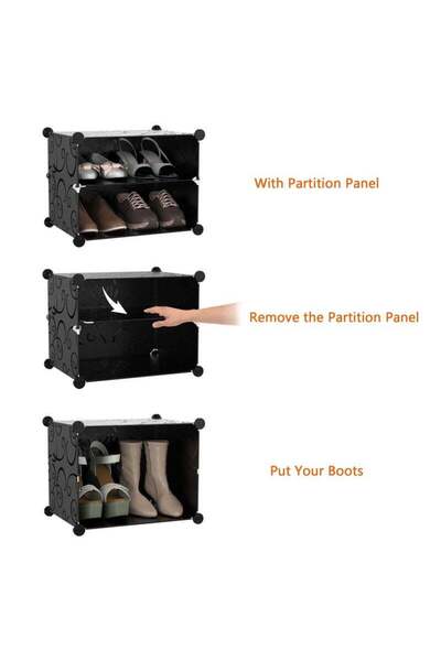 COOYA Shoe Rack, 4 Tier Shoe Storage Cabinet 16 Pair Plastic Shoe Shelves Organizer for Closet Hallway