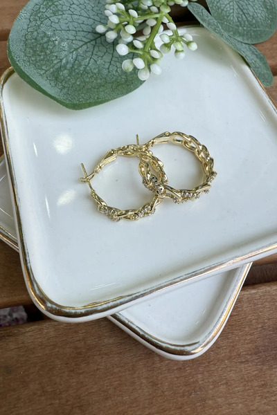 AURA ATELIER Çelik Taşlı & Taşsız Zincir Halka Küpe