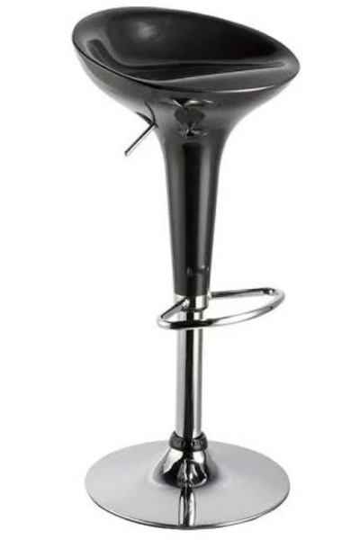 AWF AL WADI FURNITURE Fashy Glossy Adjustable Height Round Swivel Scoop Bar Chair Bar stool Kitchen chair Low Back Black
