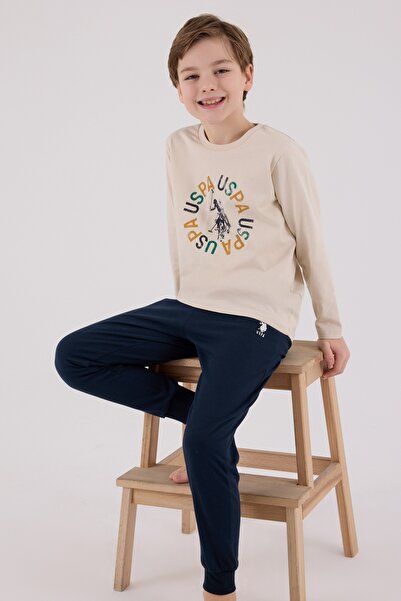 U.S. Polo Assn. Σετ πιτζάμες με μακρυμάνικο μπλουζάκι για αγόρια από 100% βαμ...