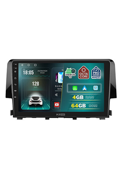 MaxTech Navigație dedicată Honda Civic 2017-2021, 4 GB RAM 64 GB ROM OctaCore, Carplay și Android Auto