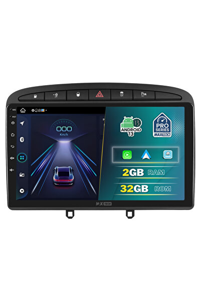 MaxTech Navigație Peugeot 308 (2007-2014) dedicată, 2 GB RAM, 32 GB ROM, Carplay și Android Auto, Ecran 9”