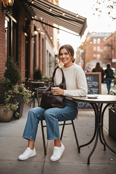 KISCHE Casual Knitting Model Zipper Closure University Women's Hand and Shoulder Bag