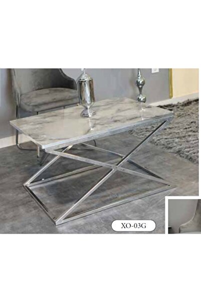 Yuvaset Home Mim Mermer - Gümüş X Orta Sehpa
