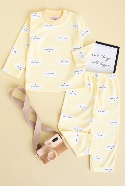 BEBENAZ pamuklu bulut desenli bebe pijama takımı
