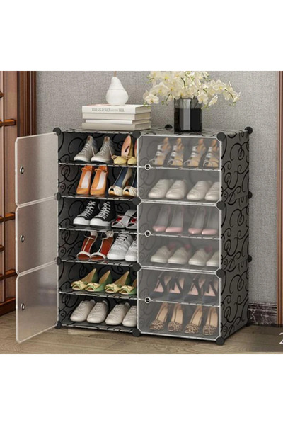 COOYA Shoe Rack, 4 Tier Shoe Storage Cabinet 16 Pair Plastic Shoe Shelves Organizer for Closet Hallway