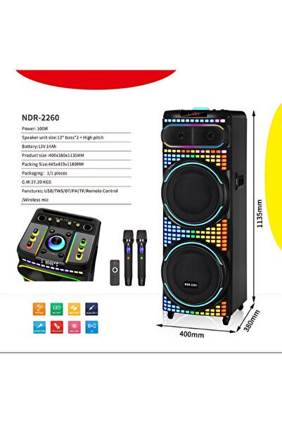 joyplus NDR- 22 60 12''x2 İNÇ 100 W OUTPUT POWER PARTİ ORGANİZASYON DÜĞÜN ETK...