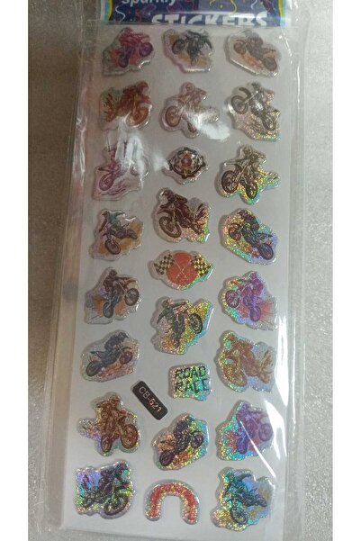 BADE TOYS Sparkly STICKERS MOTORSİKLET Temalı Kabartma Stıcker 3 Kartela
