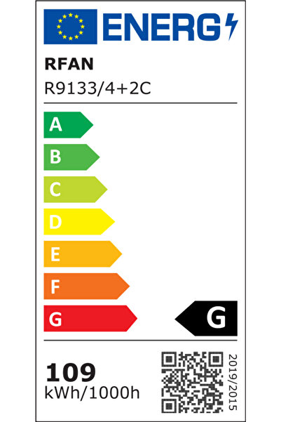 RFAN LED Chandelier, Model R9133/4+2C, With Remote Control, 3 Types of Light, 109W, White