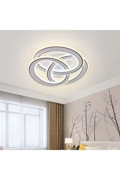 RFAN LED Chandelier, Model R9137/490, With Remote Control, 3 Types of Light, 59W, White/Black