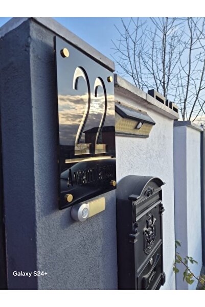 allled Număr casa elegant personalizat auriu oglinda