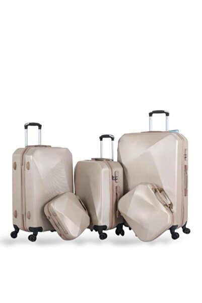 Red Sea Travel bag set - 5 pieces, including 3 trolley bags and 2 makeup bags - with flexible covers - and a fixed digital lock